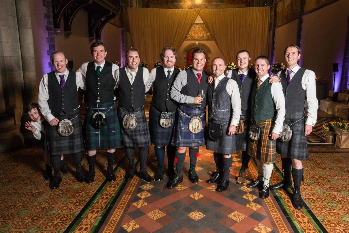 groom and friends in kilts