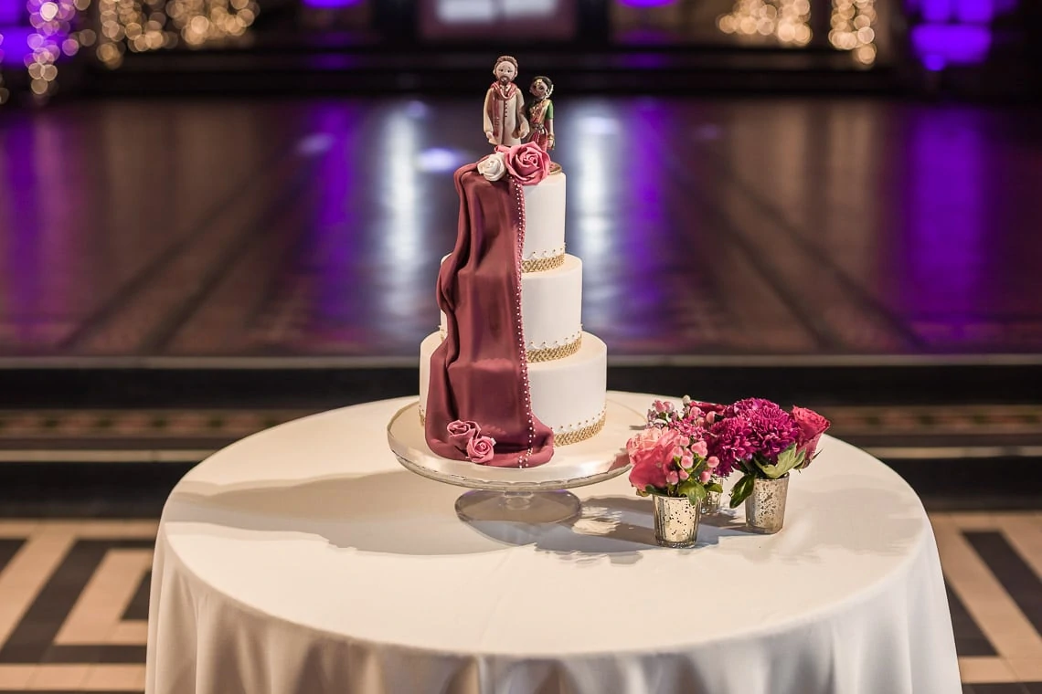wedding cake sat on a table
