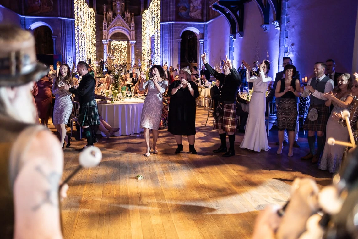 bride and guests dancing to Clanadonia