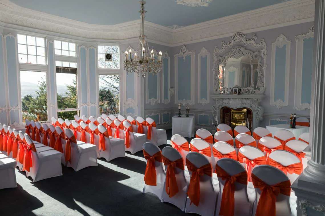 The MacMillan room set for the marriage ceremony