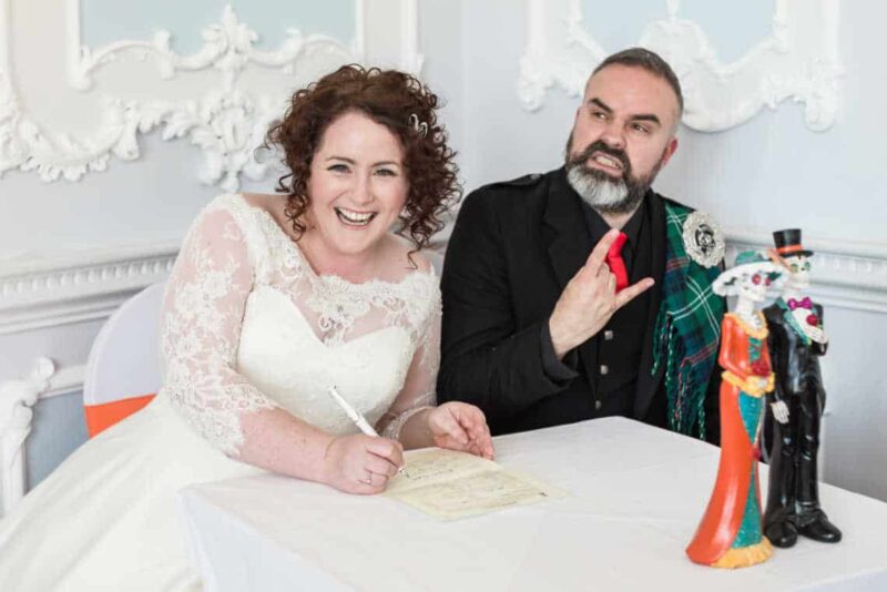 Bride and Groom at the signing of the marriage schedule