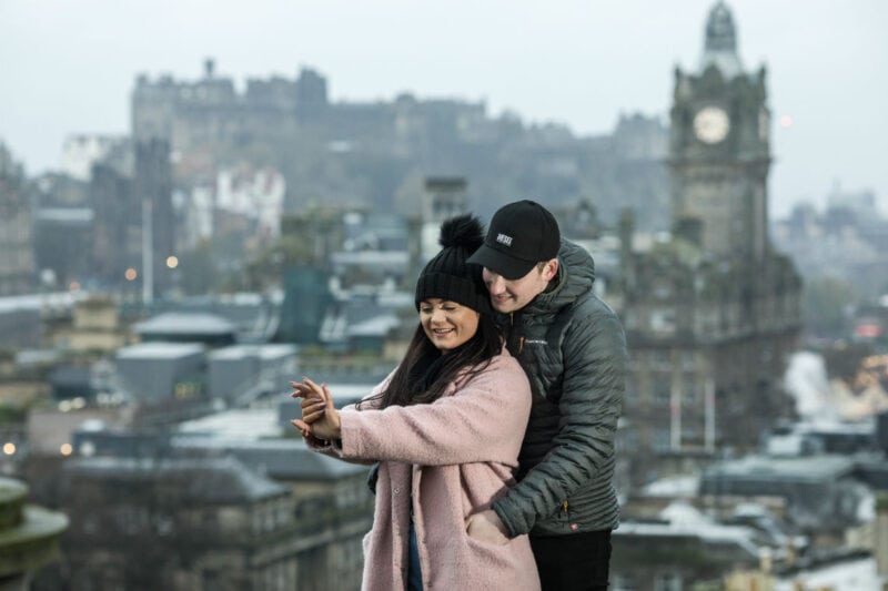 Marriage proposal in Edinburgh Kelly and Jake