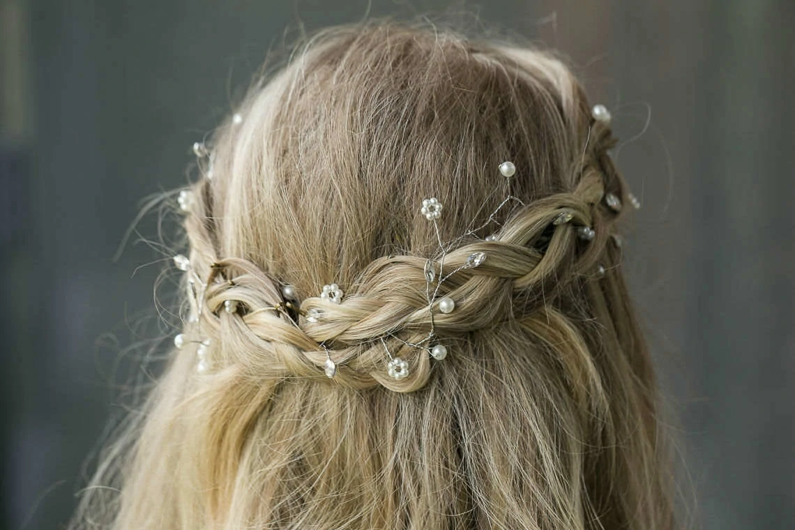 close up of bridesmaids hair style