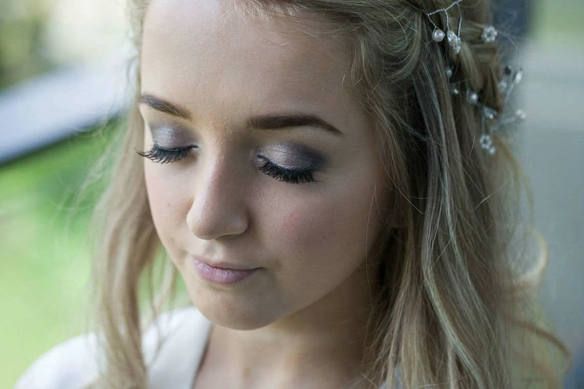 close up of bridesmaids eye make up