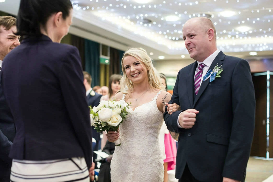 Garden Suite - father of the bride giving his daughter away during humanist wedding ceremony