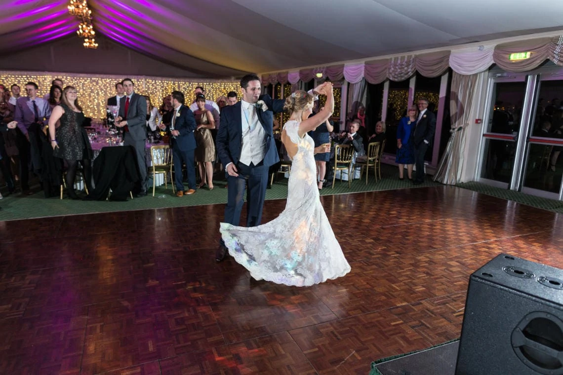 Pavilion newlyweds twirl during the first dance