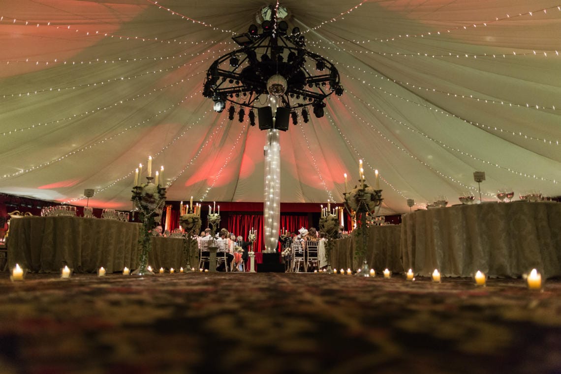 Stables Ballroom aisle view low