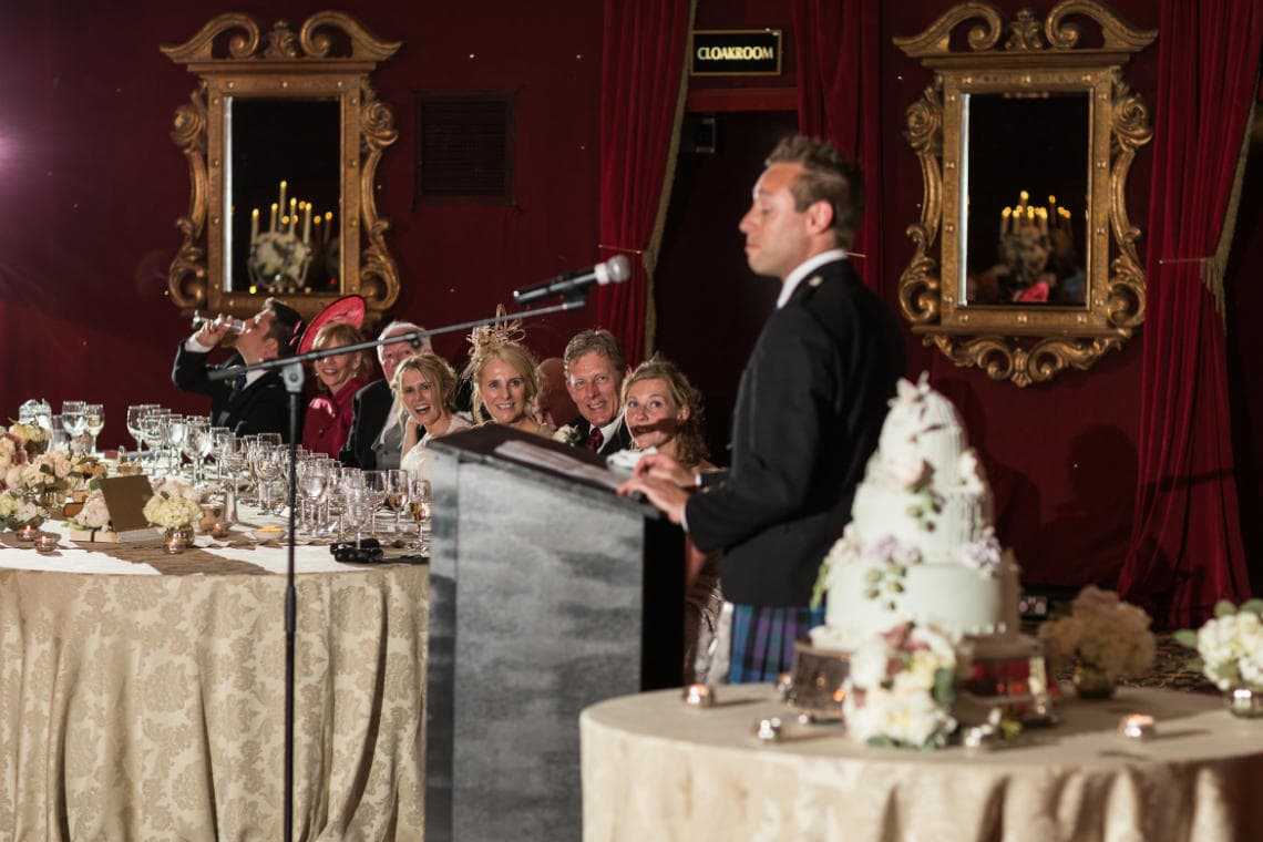 profile view of the groom's speech in the Stables Ballroom