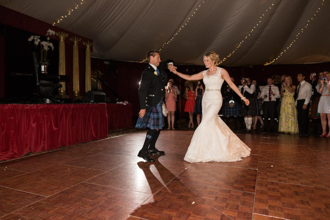 newlyweds take to the dancefloor in the Stables Ballroom