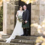 Royal College Of Physicians Edinburgh Wedding - posed photo of bride and groom in Queen's Street Gardens