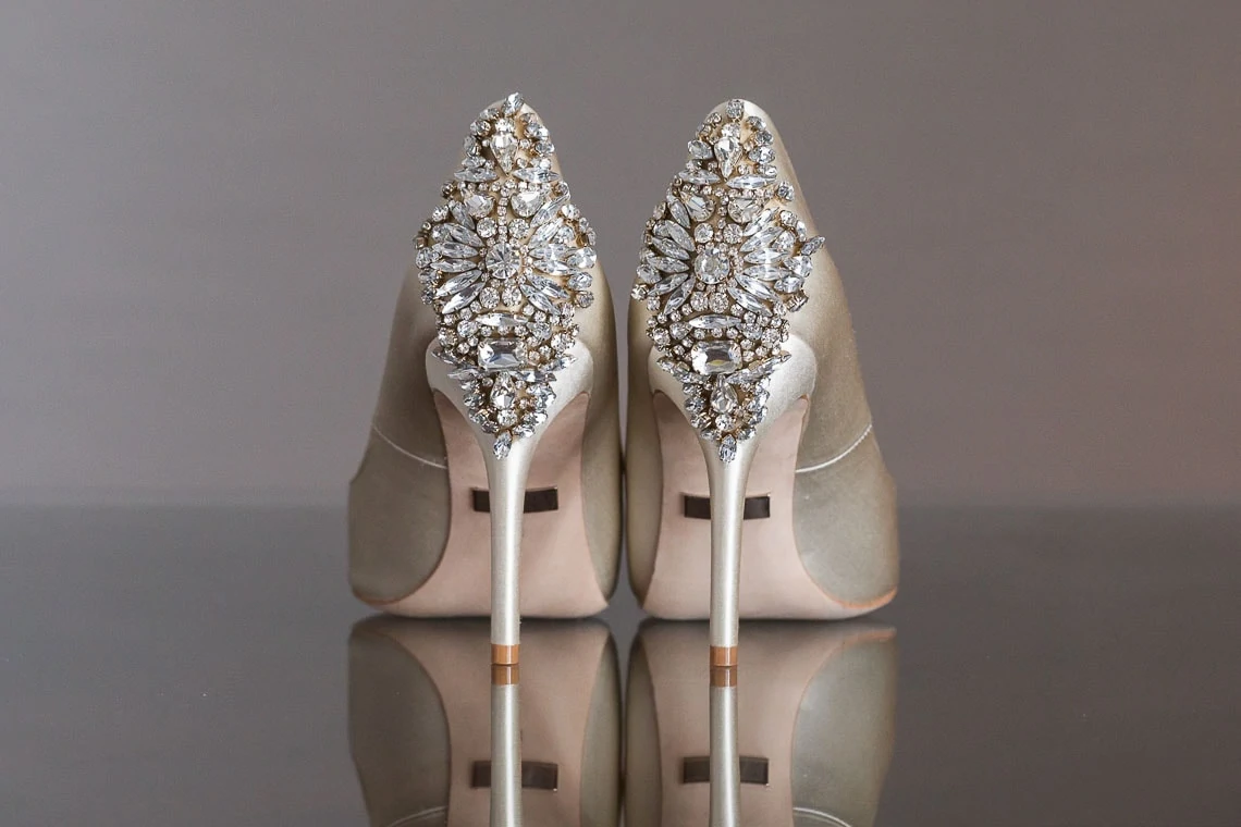 bridal shoes heel crystals detail