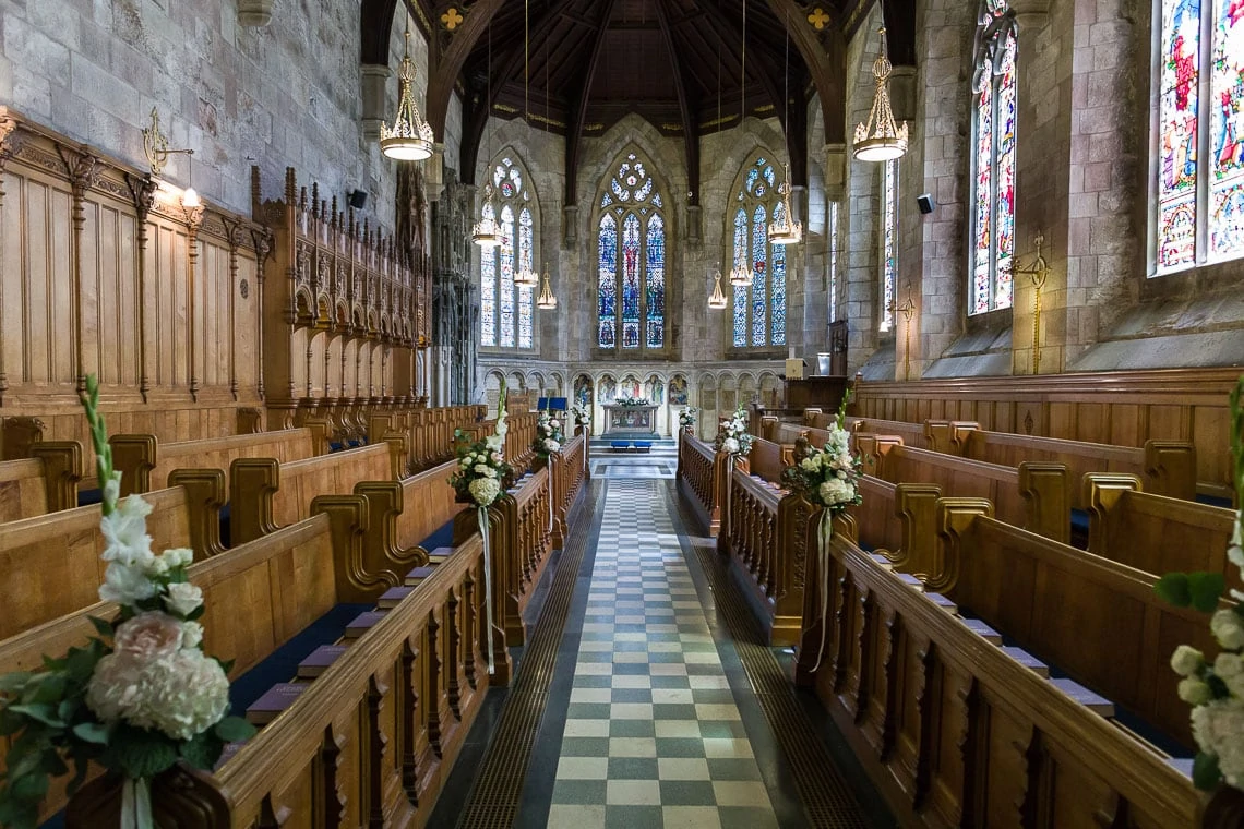 interior view of St Salvator's Chapel from the rear of the aisle