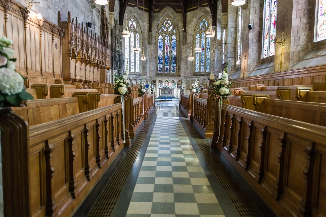 interior view of St Salvator's Chapel from the rear of the aisle
