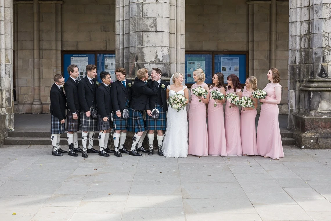wedding party photo outside St Salvator's Chapel