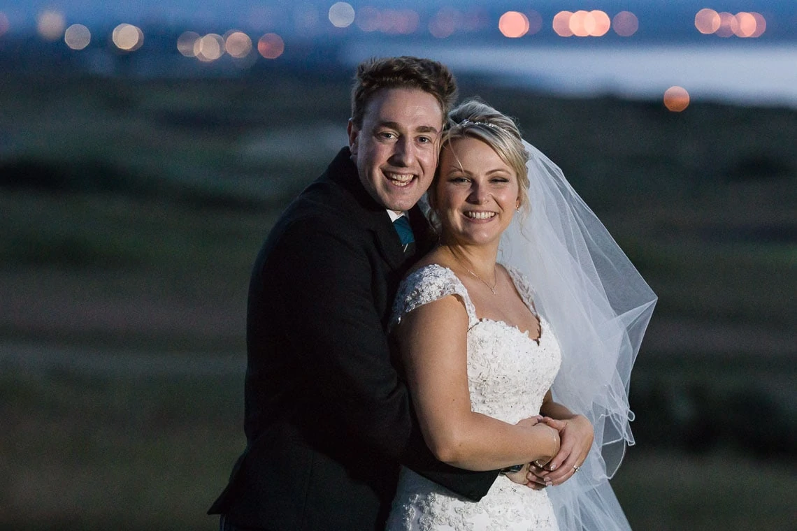 Fairmont St Andrews wedding newlyweds photo on the golf course at dusk