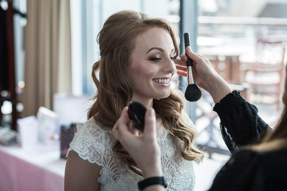 bride makeup in the Forthview Suite
