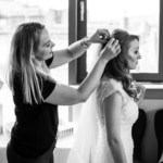 bride headwear being fitted in the Forthview Suite