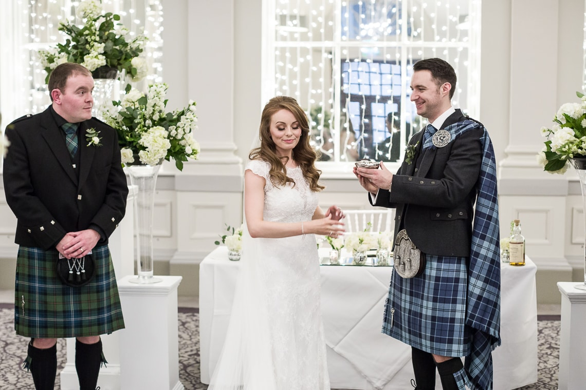 bride doesn't enjoy drinking whisky from a quaich