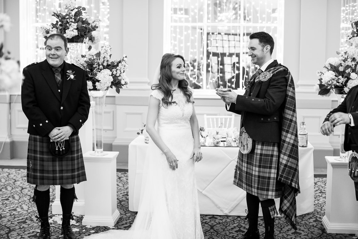 bride doesn't enjoy drinking whisky from a quaich