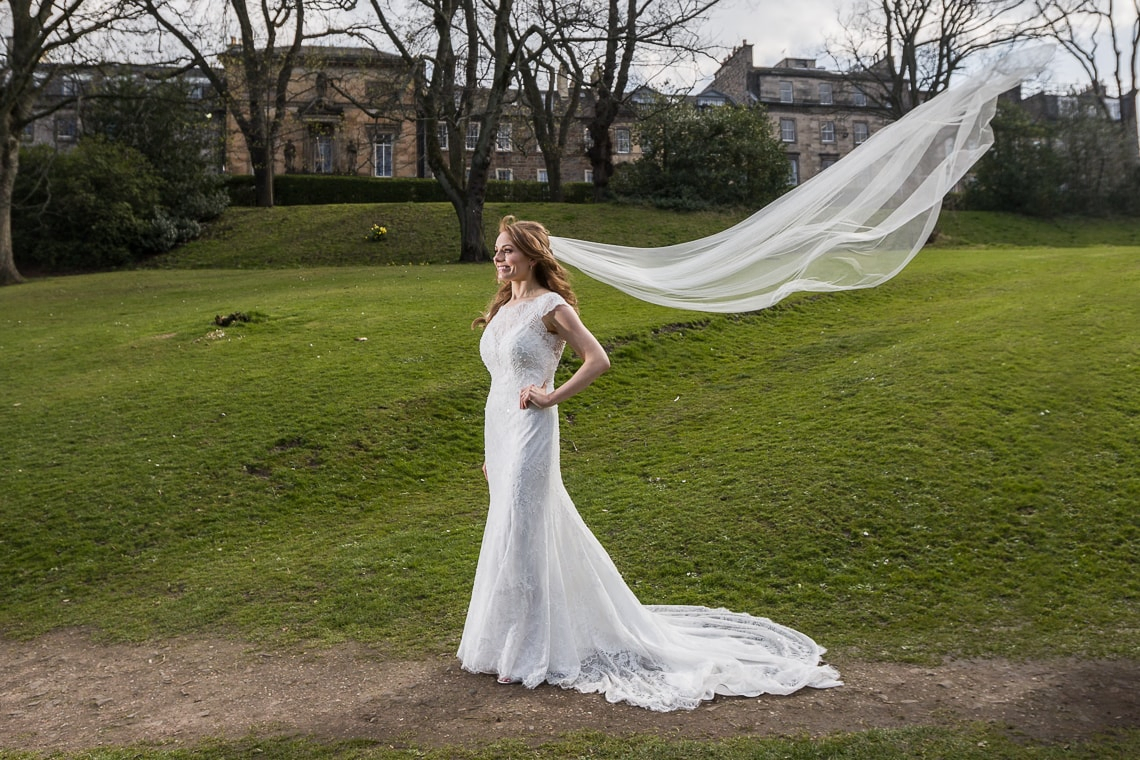 bridal veil flowing shot in Queen Street Gardens