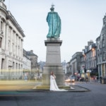 newlyweds on the roundabout on George Street slow shutter speed