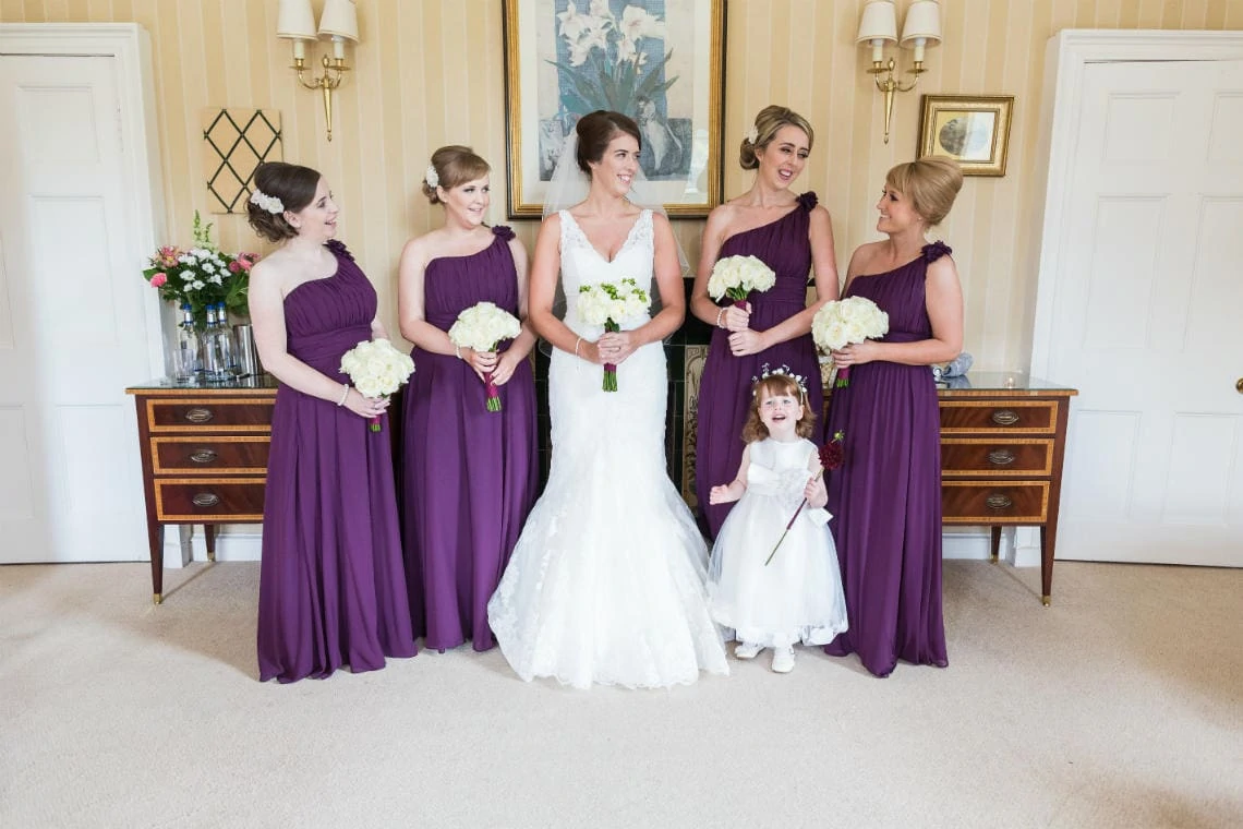 Bride, bridesmaids and flower girl