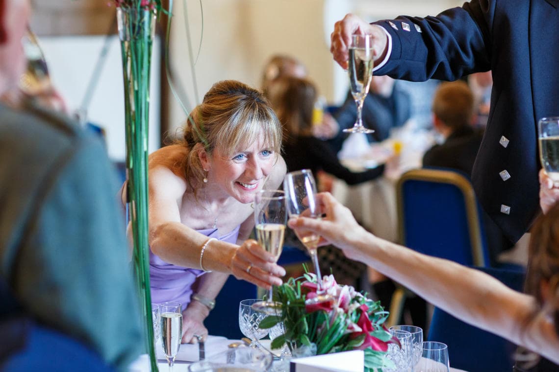 top table toast at the end of father of the bride speech in the Ramsay Suite