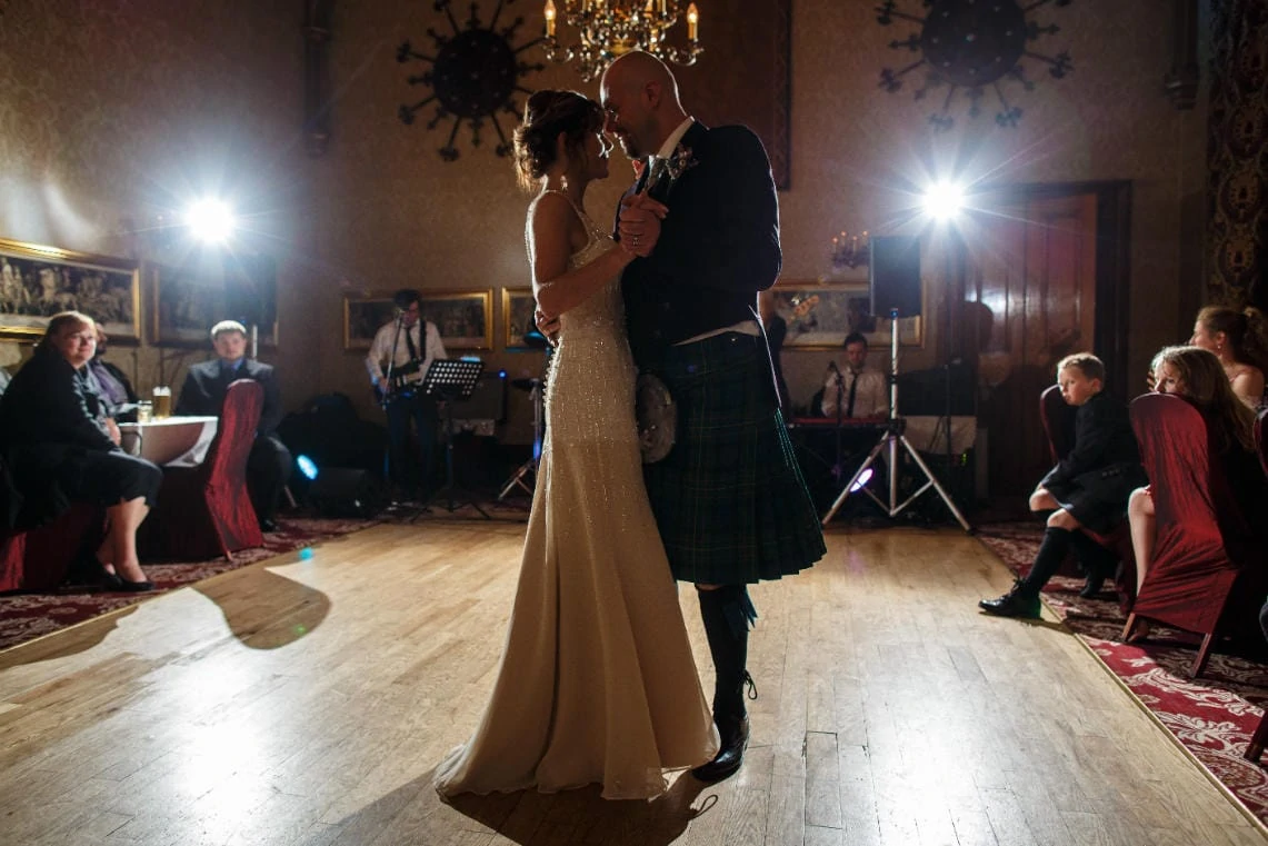 newlyweds' first dance in the Sir Alexander Room