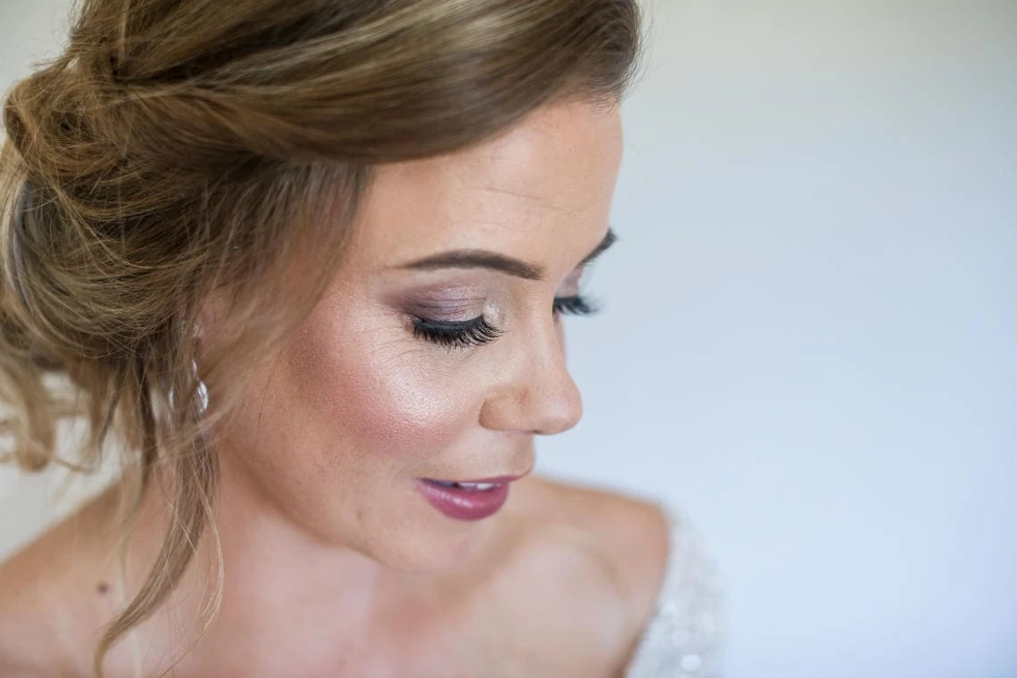 close up photo of bride's make up