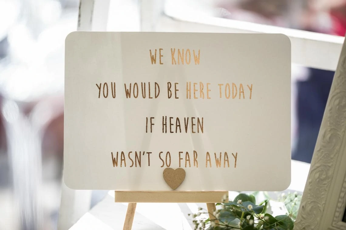 white sign saying 'we know you would be here today if heaven wasn't so far away'