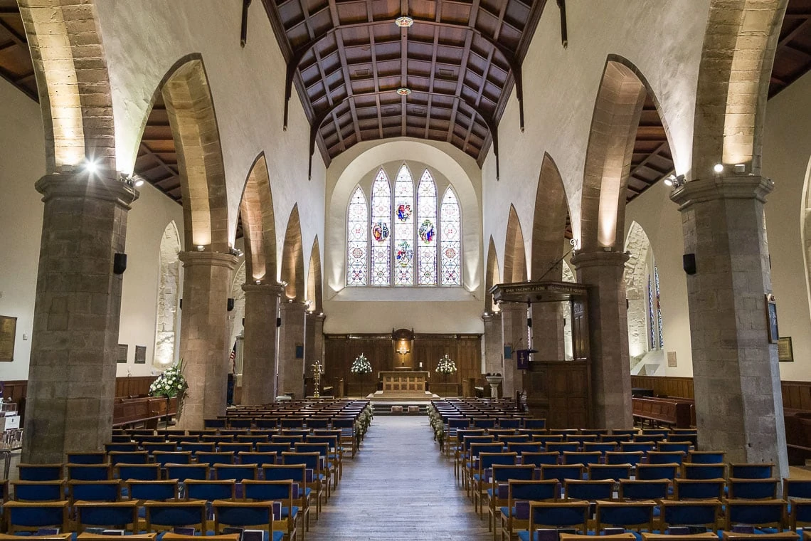 interior of church looking towards altar