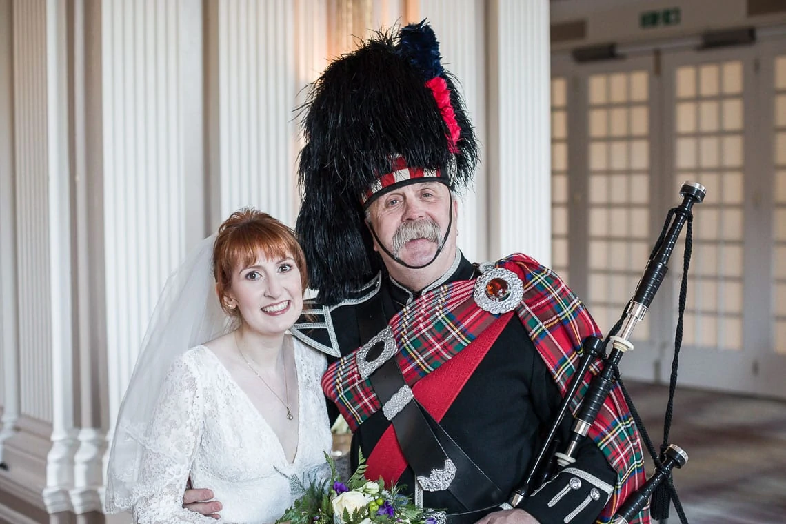 Pipe Major Iain Grant with Bride Amy