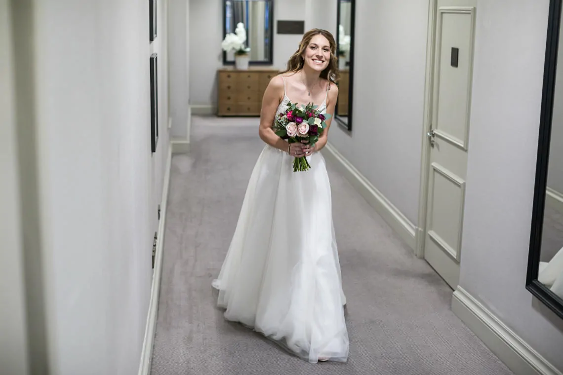 bride making her way along the corridor