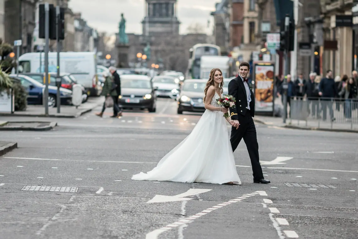 newlyweds crossing George Street