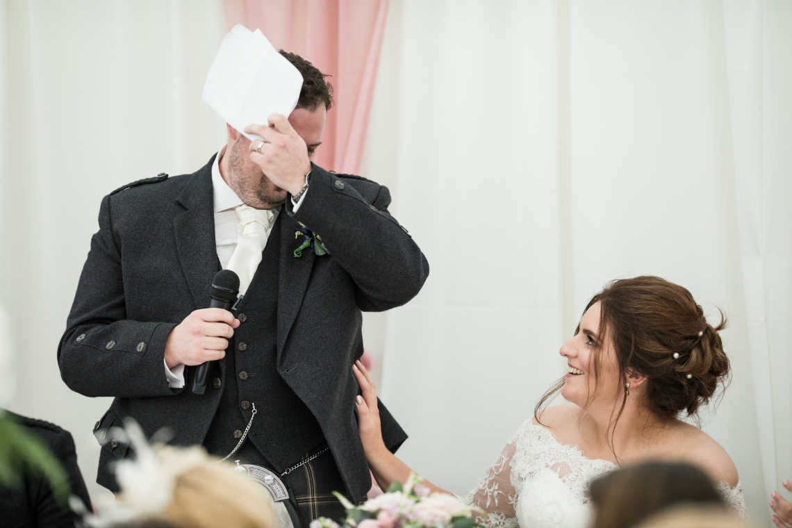 tearful groom during speech