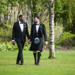 same-sex newly-weds in Princes Street Gardens