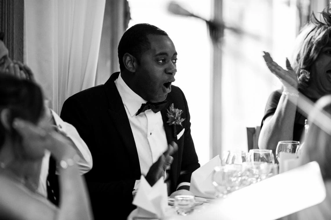 Groom during speeches in The Boardroom